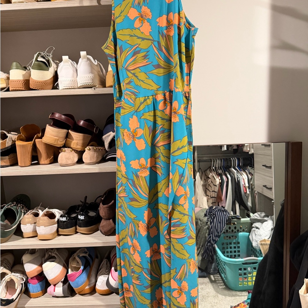 Toad&Co Vibrant Floral Jumpsuit - Blue and Orange